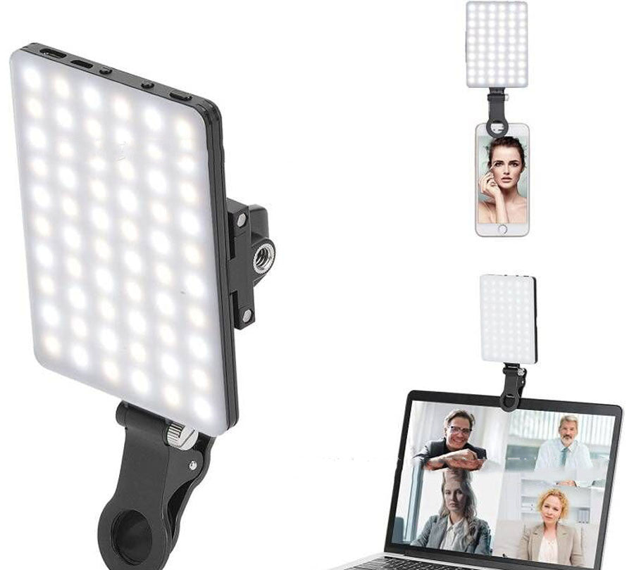 Portable LED Selfie Light with Front & Back Phone Clip.