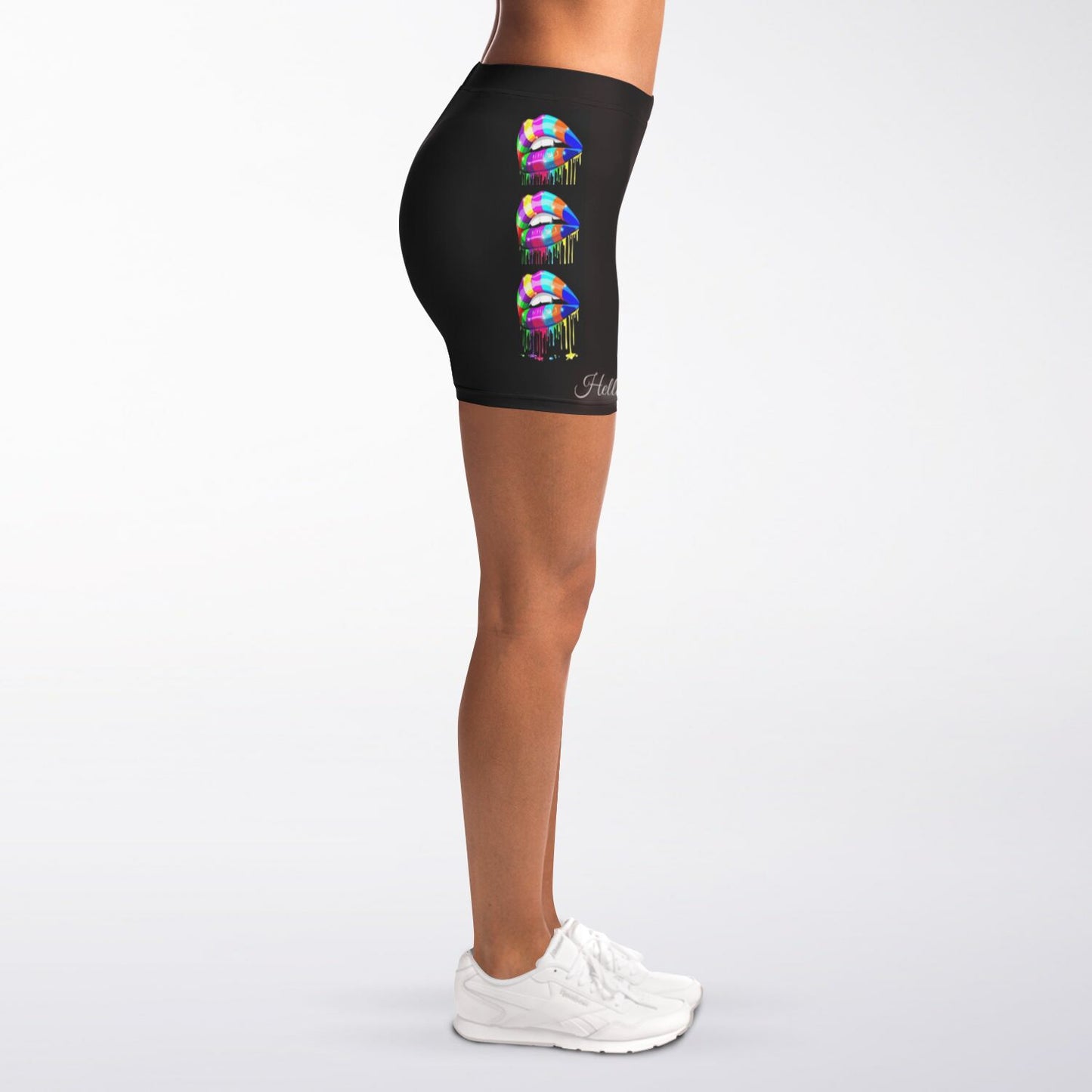 "Hella Catch" (Kissy) Legging Shorts - AOP