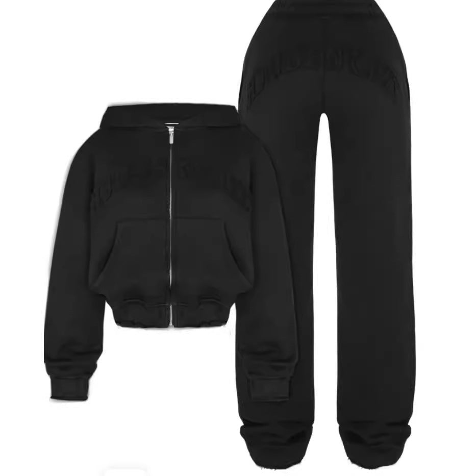 Women's (Hidden Cult) Zip-Up Hooded Cropped Sweatsuit.