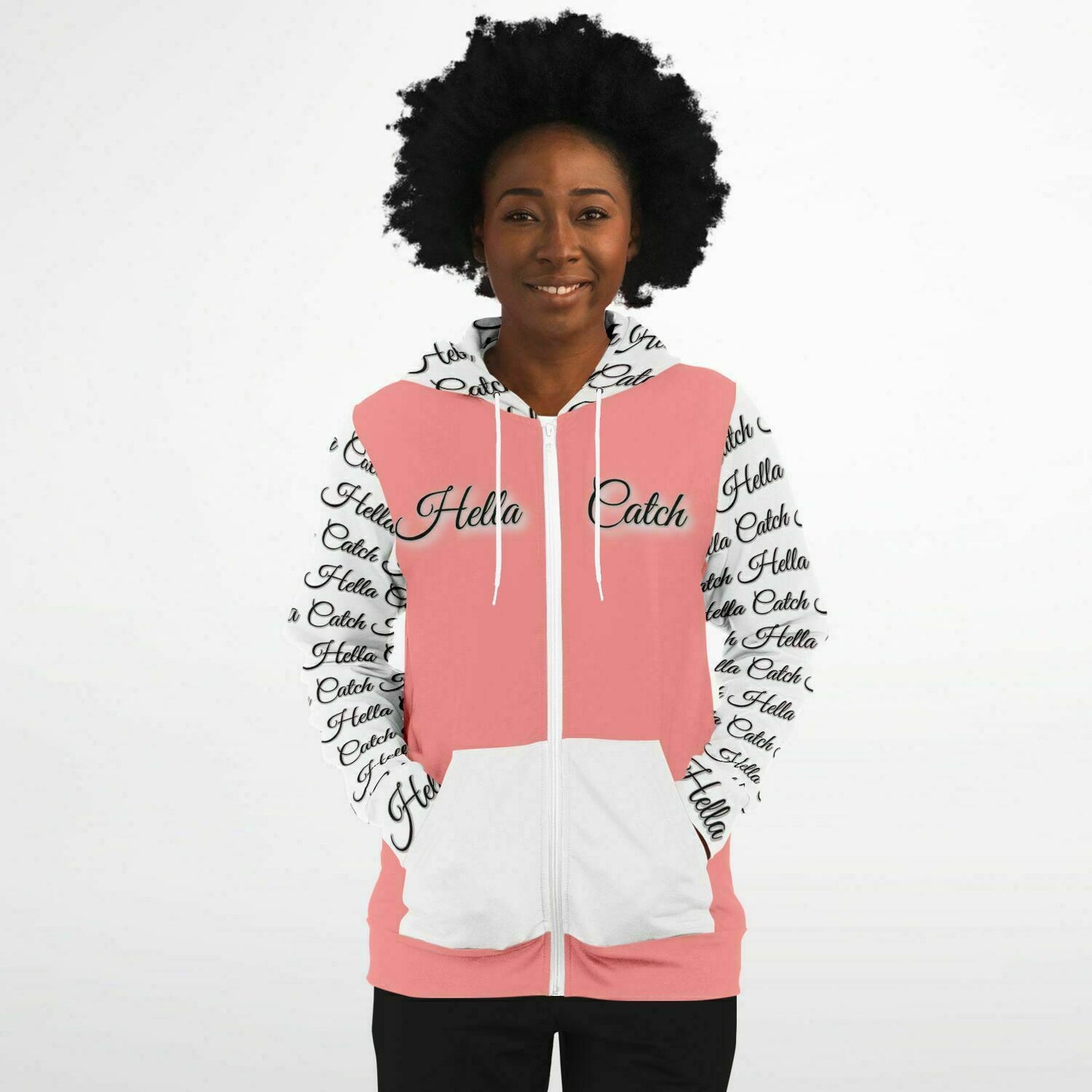 "Hella Catch" Women's Fashion Zip-Up Hoodie - AOP