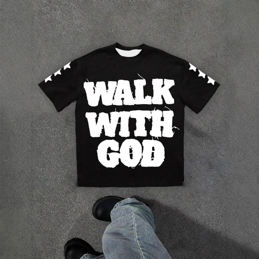 Unisex Hip-Hop Style Letter Pattern T-Shirt.