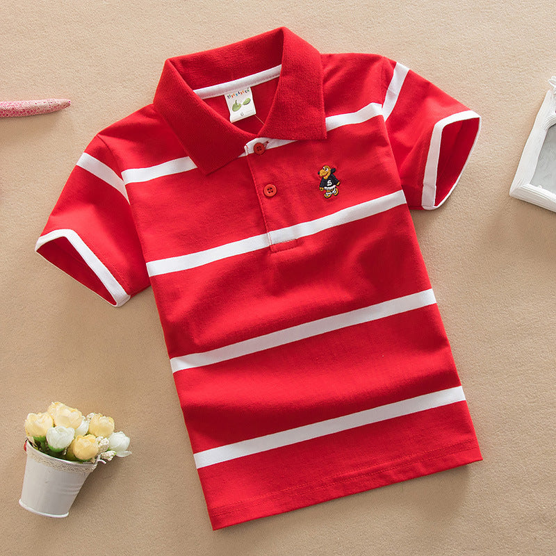 Boy's College Style Polo Short-Sleeve T-Shirt.