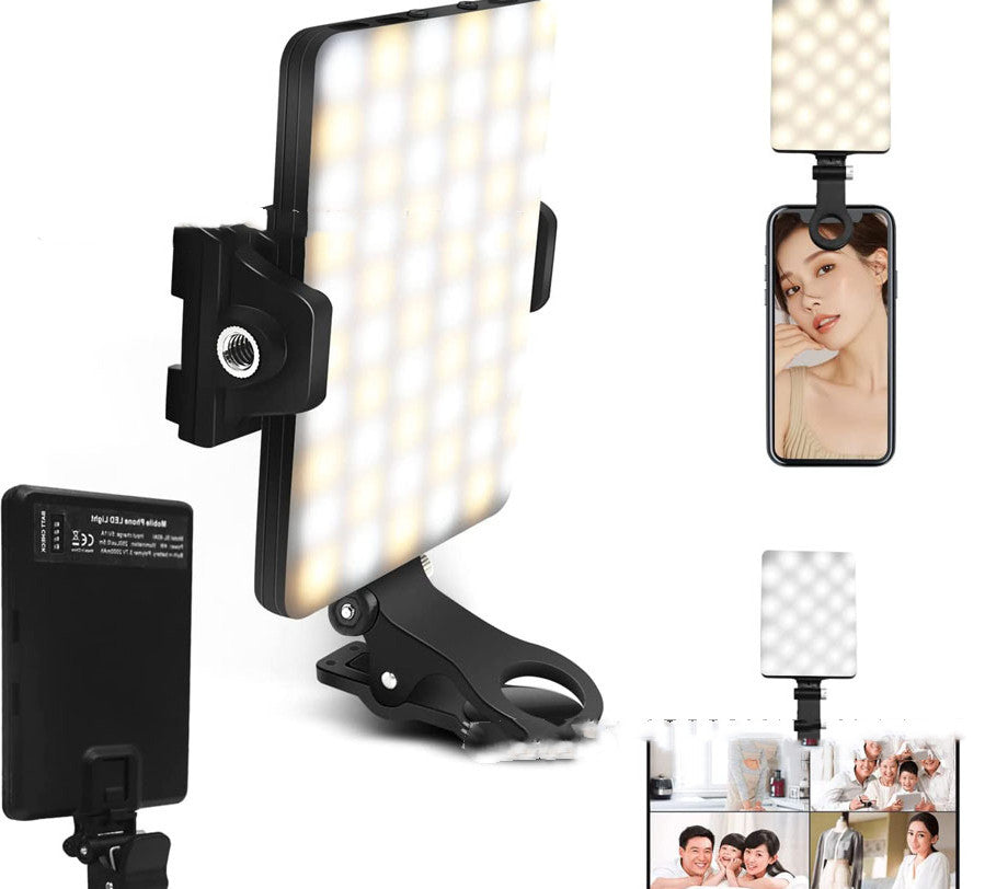 Portable LED Selfie Light with Front & Back Phone Clip.