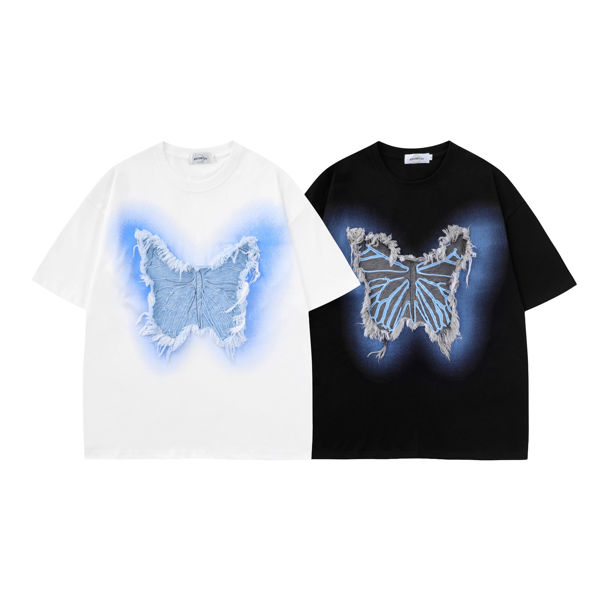 Unisex Butterfly Patch Short-Sleeved T-Shirt.