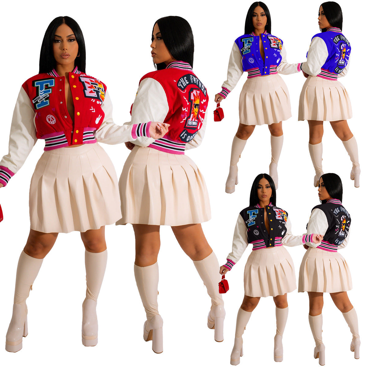 Women's Bold Letter Fashion Varsity Jacket.