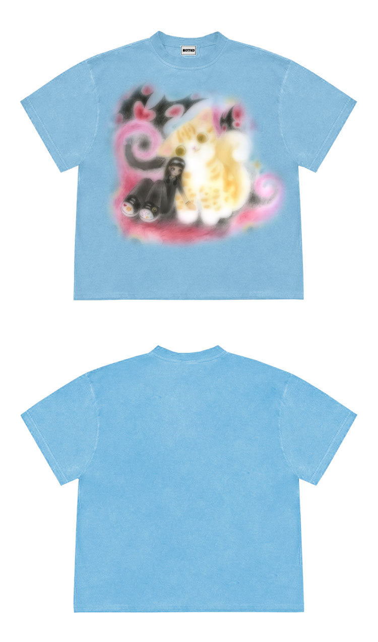 Women's Kitten Designed Short-Sleeve T-Shirt.