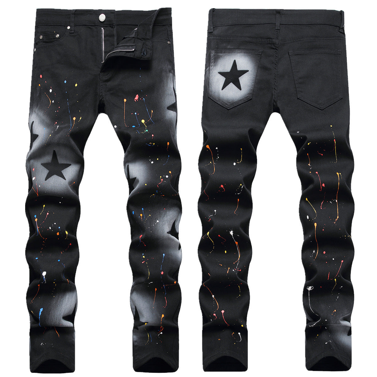 Men's Hand-Painted Fashion Straight Jeans.