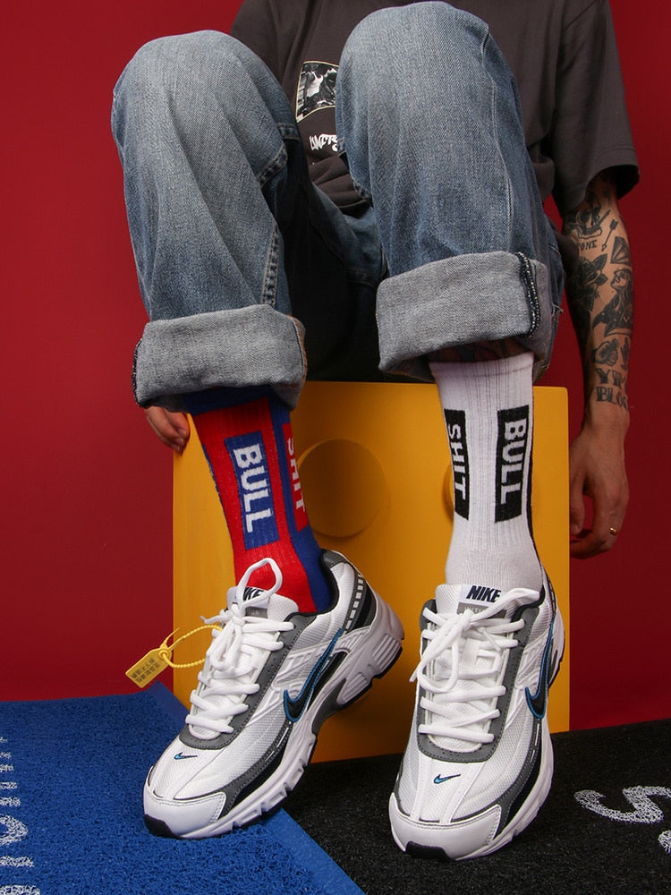 Contrast Letter Hip-Hop Socks.