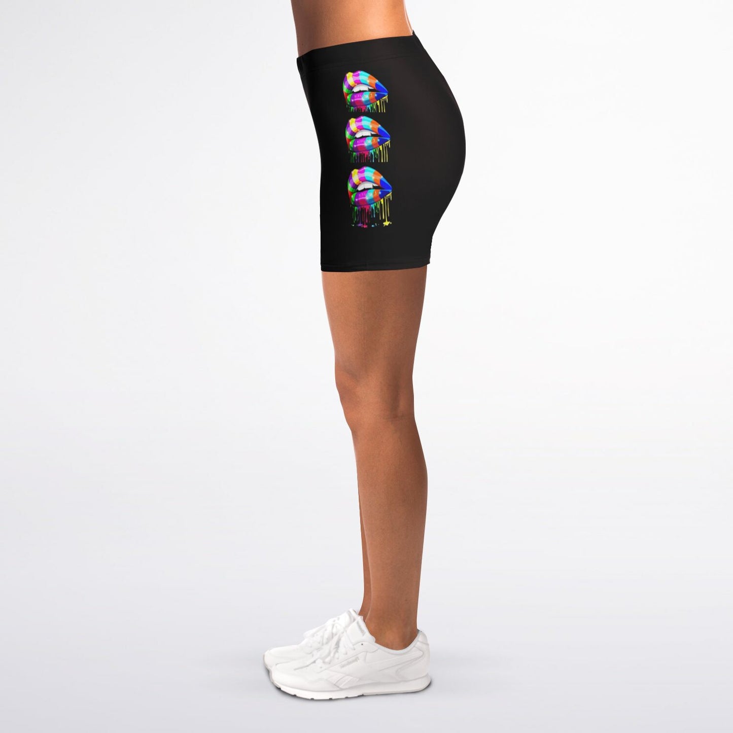 "Hella Catch" (Kissy) Legging Shorts - AOP