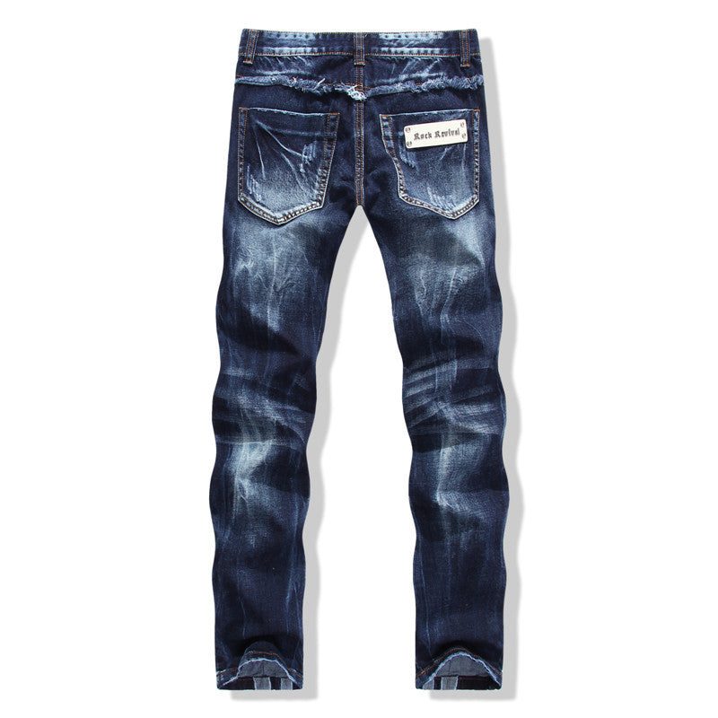 Men's Paneled Statement Frayed Slim Fit Jeans.