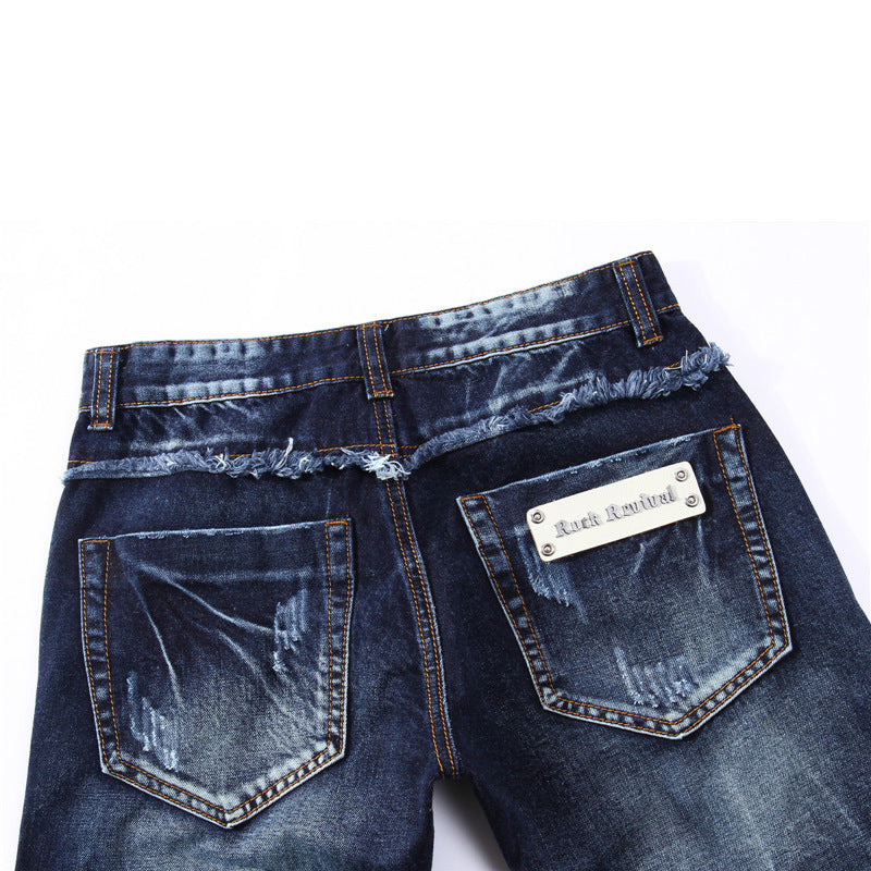 Men's Paneled Statement Frayed Slim Fit Jeans.