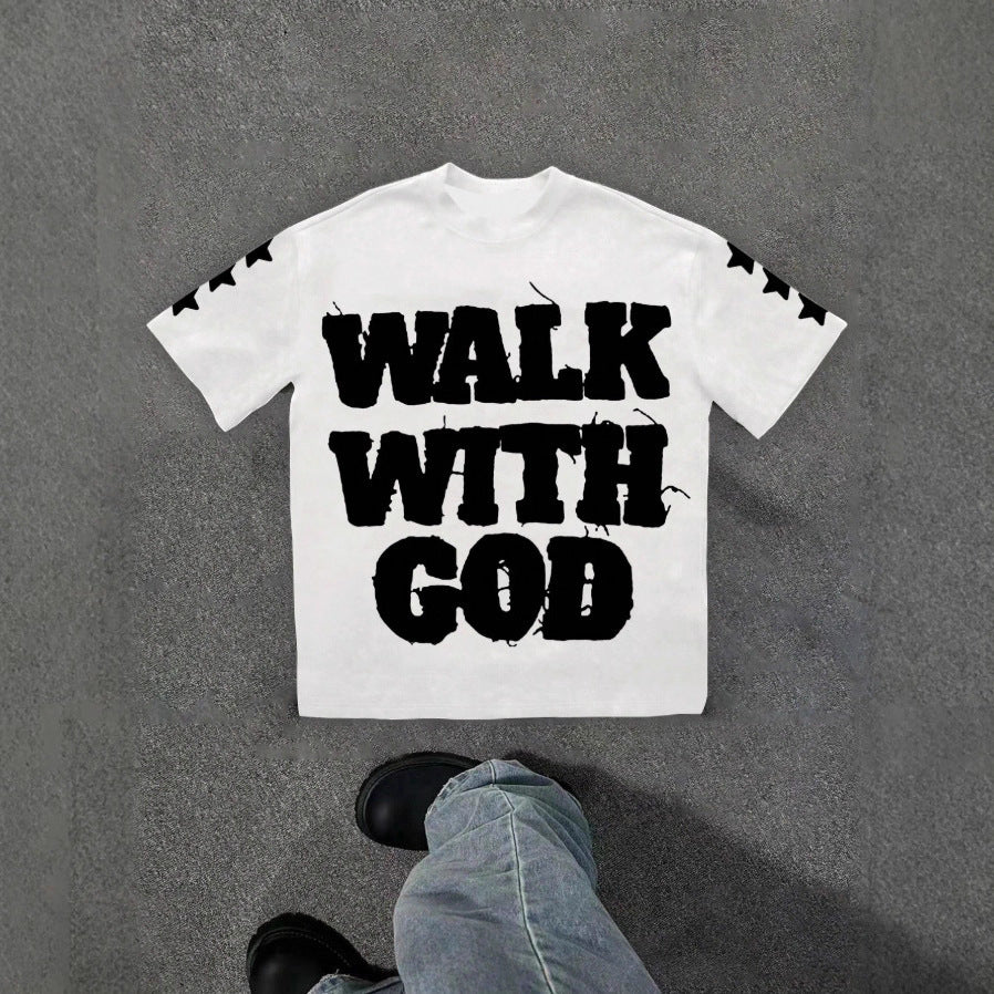 Unisex Hip-Hop Style Letter Pattern T-Shirt.