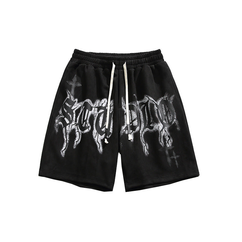 Men's Hip-Hop Letter Street Shorts.