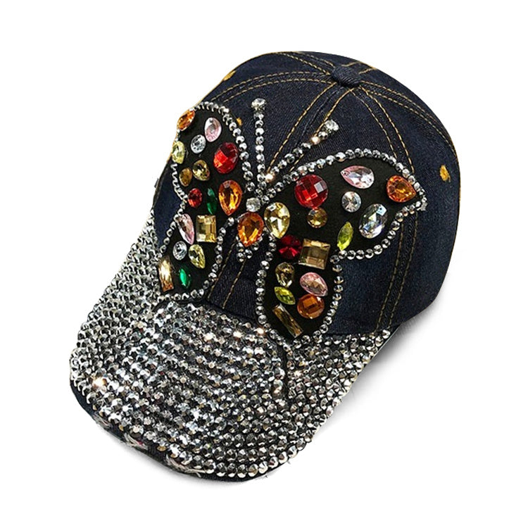 Women's Handmade Butterfly Rhinestone Baseball Cap.