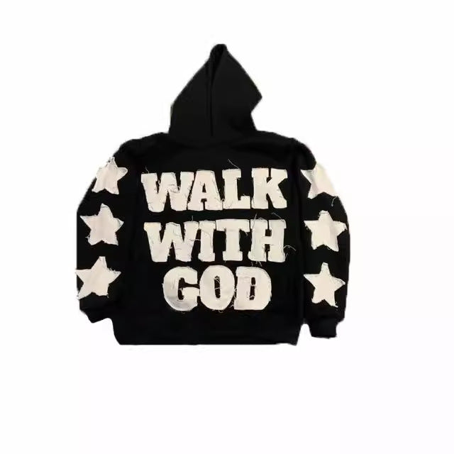 Unisex Hip-Hop Style "Walk With God" Hoodie.