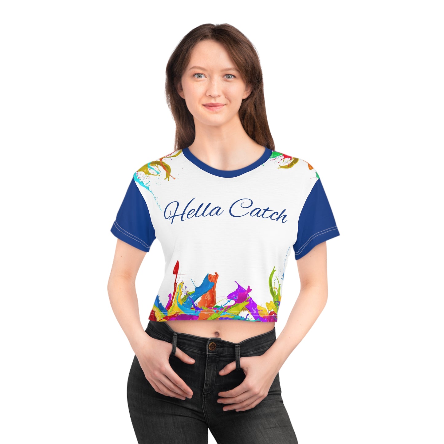 "Hella Catch" Crop Tee (AOP)