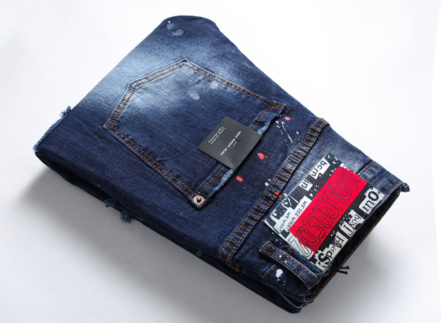 Men's Fashion Multi-Patch Beggar Style Jeans.