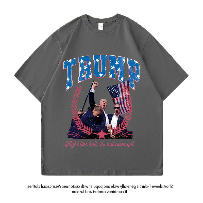 Men's American Trump Pattern Printed Loose T-Shirt.