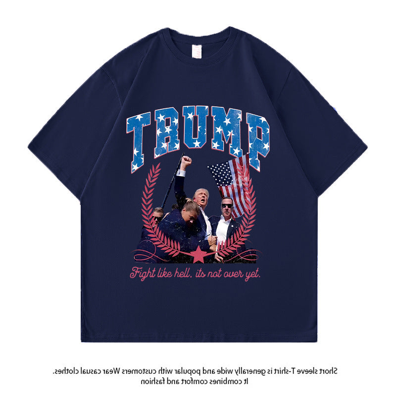 Men's American Trump Pattern Printed Loose T-Shirt.