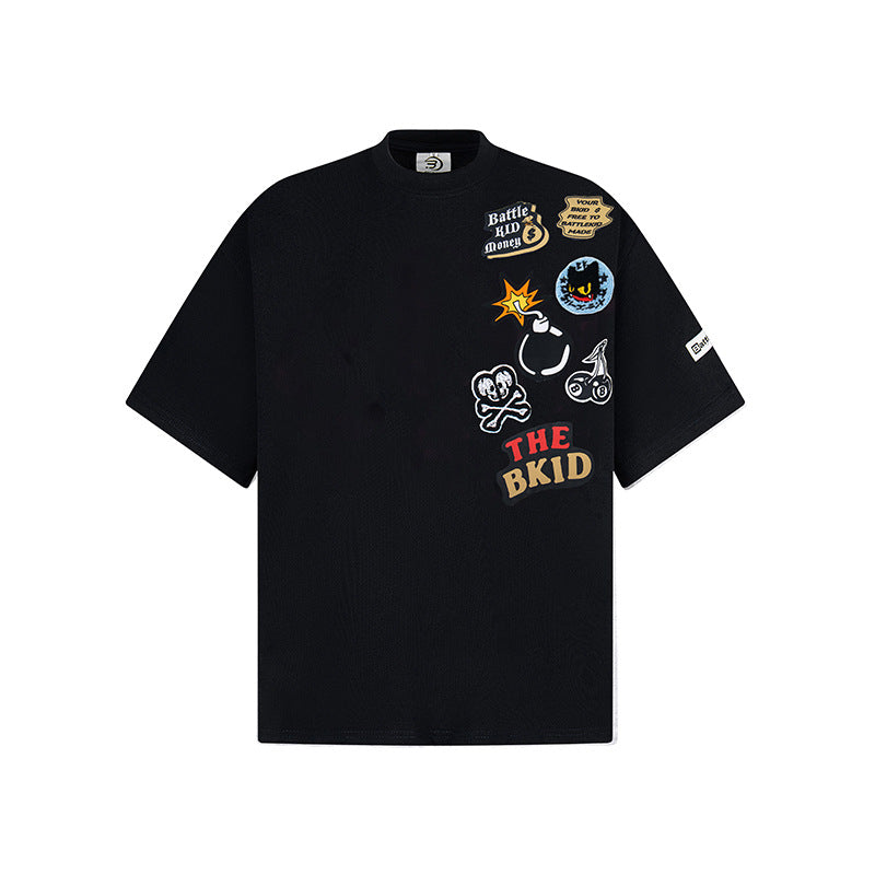 Men's Embroidery Patched T-Shirt.