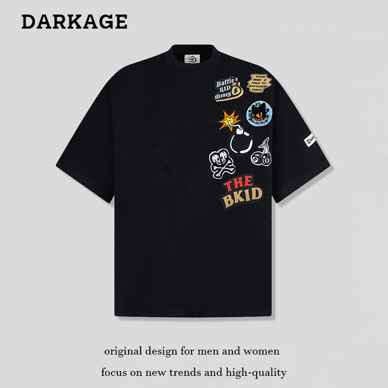 Men's Embroidery Patched T-Shirt.