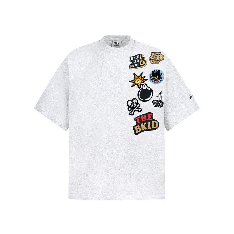 Men's Embroidery Patched T-Shirt.