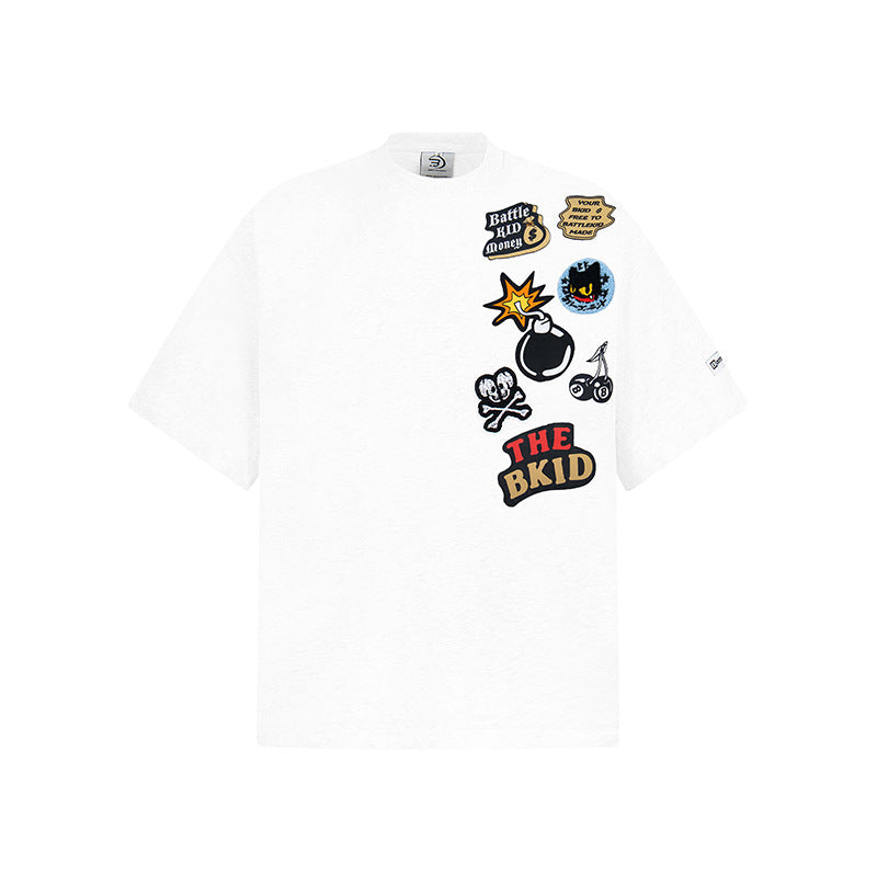 Men's Embroidery Patched T-Shirt.