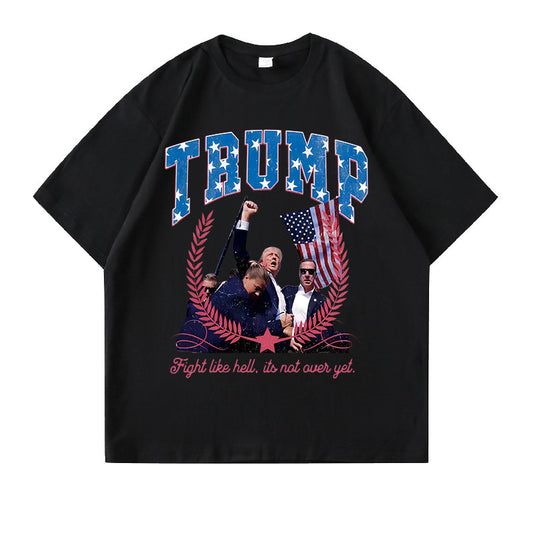 Men's American Trump Pattern Printed Loose T-Shirt.