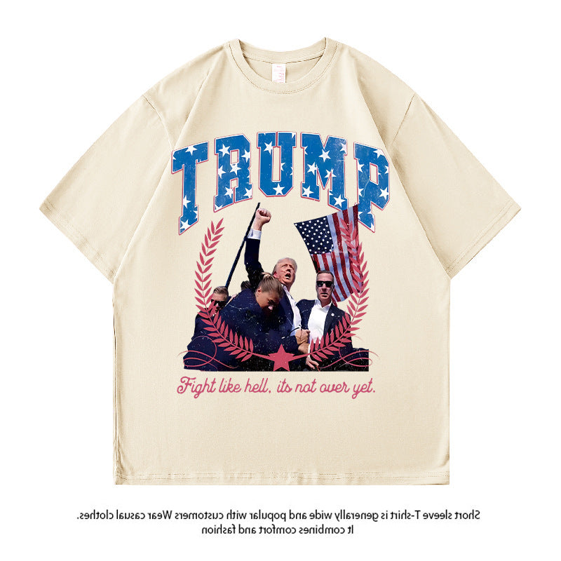 Men's American Trump Pattern Printed Loose T-Shirt.