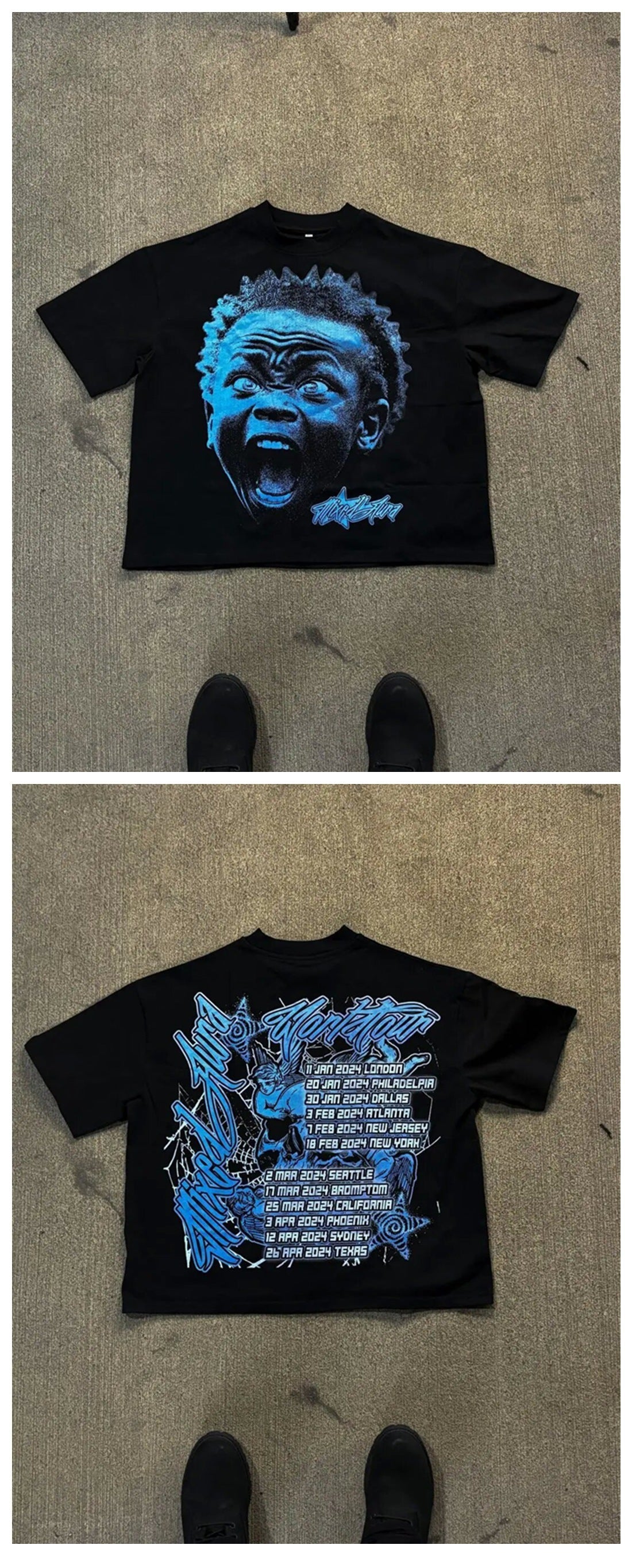 Men's Hip-Hop Big Face Cotton T-Shirt.