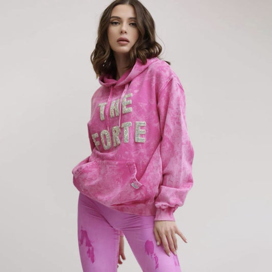 Women's Fashion Loose Letter Rhinestone Tie-dye Hoodie.