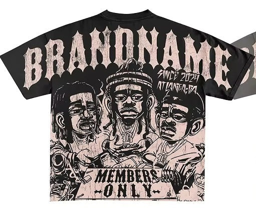 Men's Hip-Hop Graphic Cotton T-Shirt.