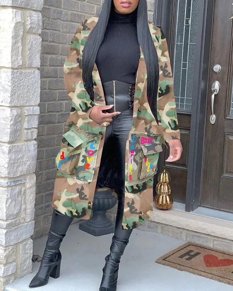 Women's European & American Camouflage Fashion Coat.