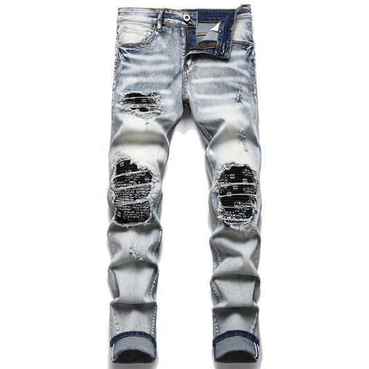 Men's Biker Paisley Print Jeans.