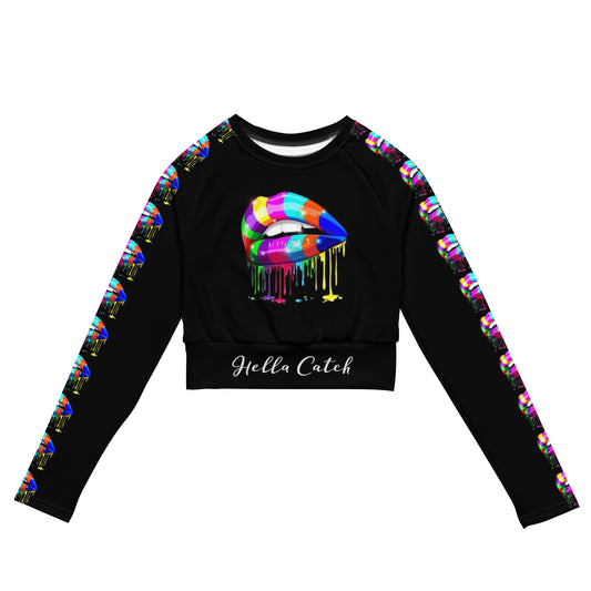 "Hella Catch" Women's (Kissy) long-sleeve crop top