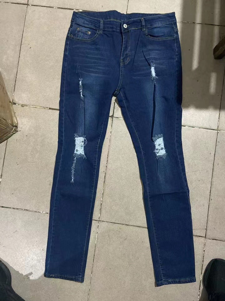 Women's Fashion Holes Student Jeans.