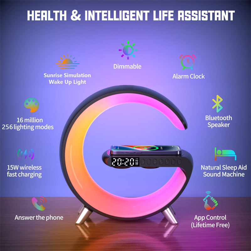 New Intelligent G Shaped Atmosphere LED Lamp With Bluetooth, App Controller, & Wireless Charger