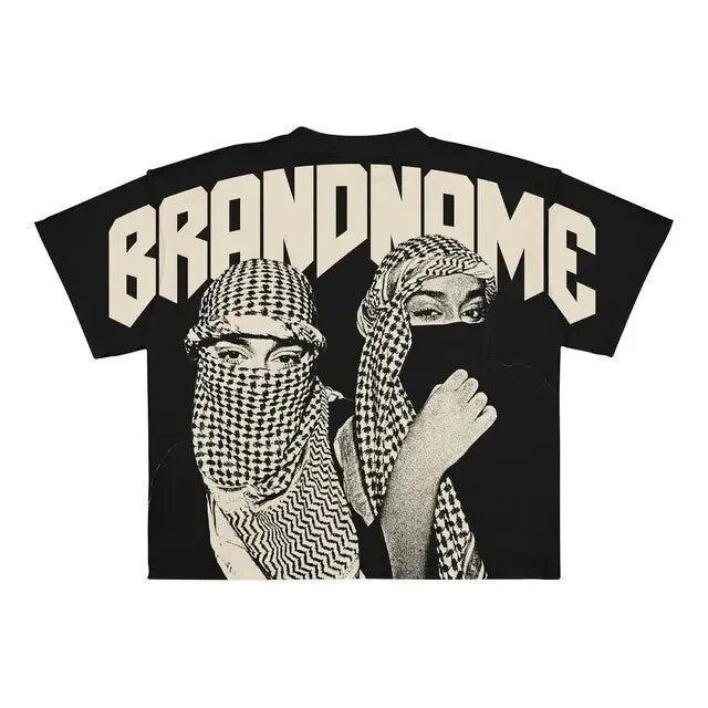 Men's Hip-Hop Gothic Graphic T-Shirt.