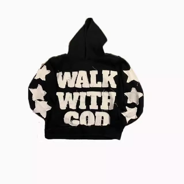 Unisex Hip-Hop Style "Walk With God" Hoodie.