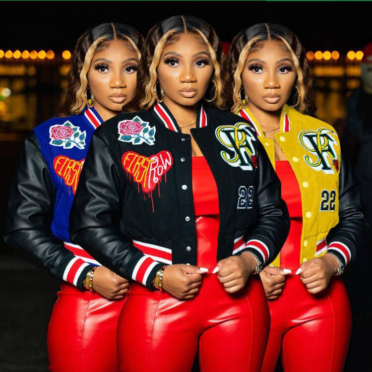 Women's Locomotive Printed Varsity Jacket.