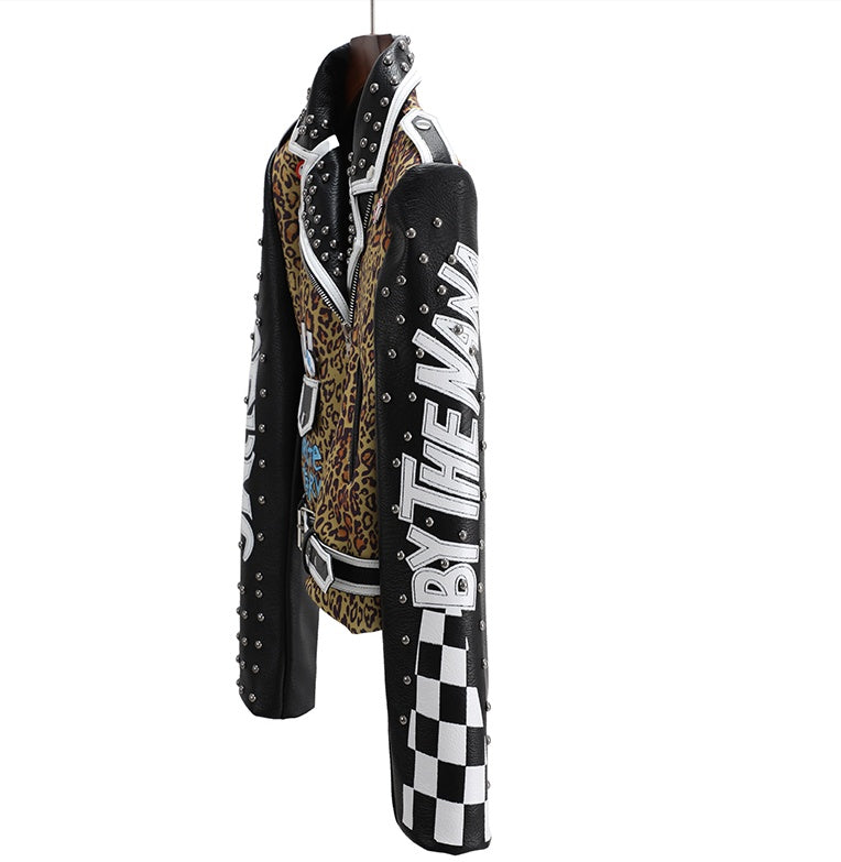 Women's European & American Fashion Leather Motorcycle Jacket.