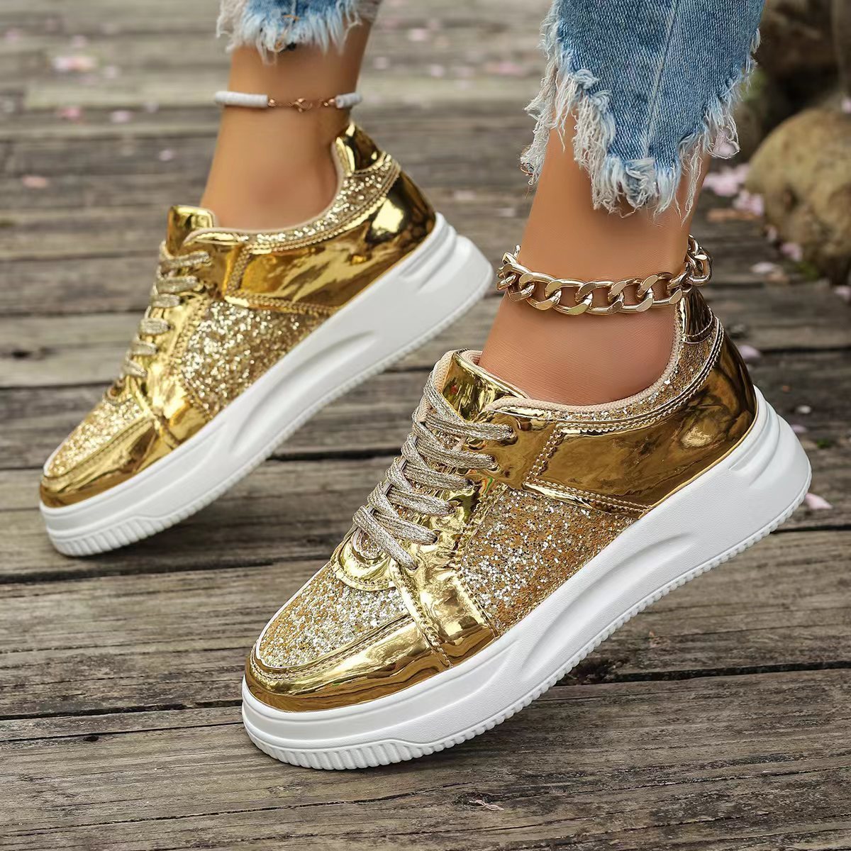 Women's Fashion Sequin Non-Slip Walking Sneakers.