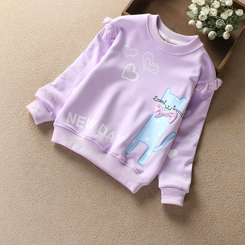 Girl's Double Layer Kitty Fleece Sweater.