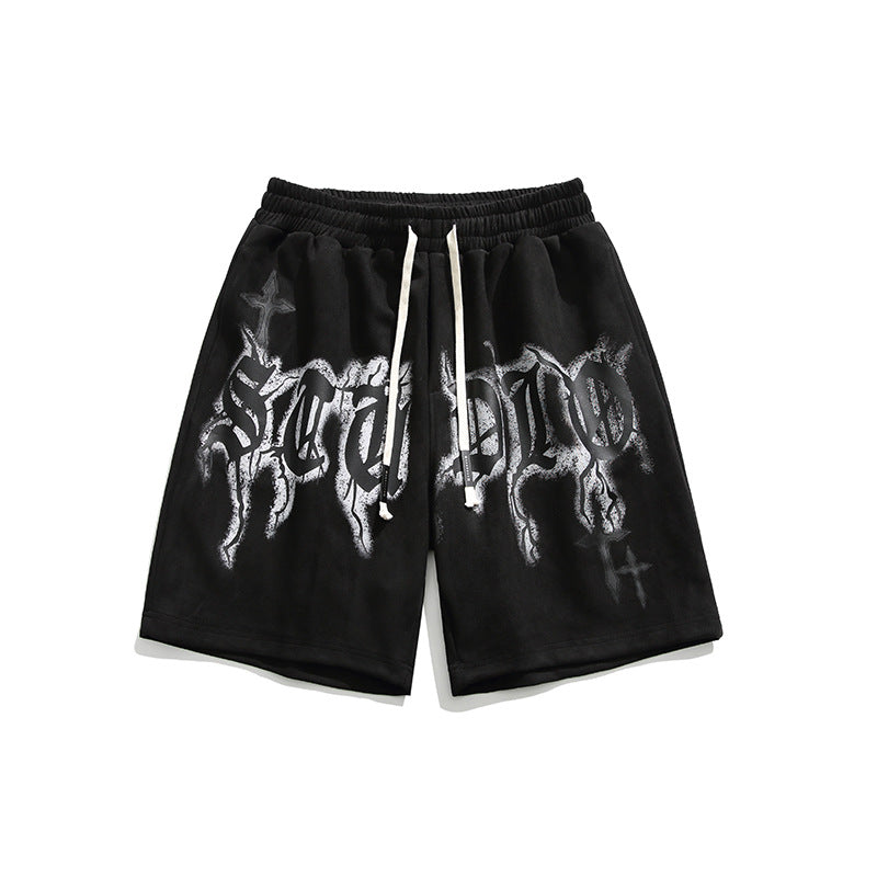Men's Hip-Hop Letter Street Shorts.