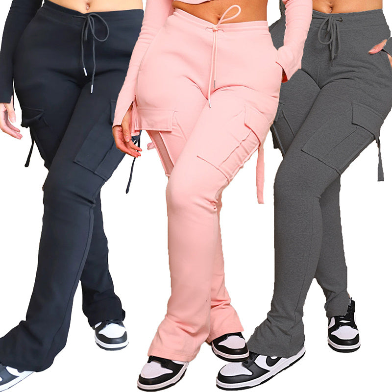 Women's High Waist Drawstring Cargo Pants.