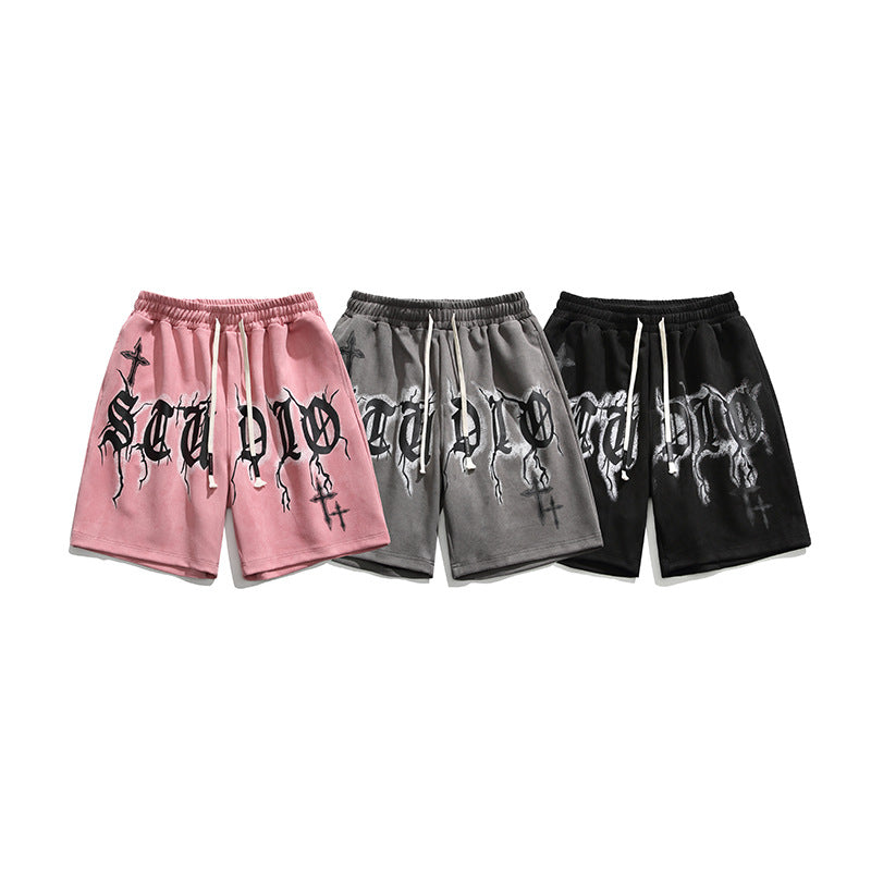 Men's Hip-Hop Letter Street Shorts.