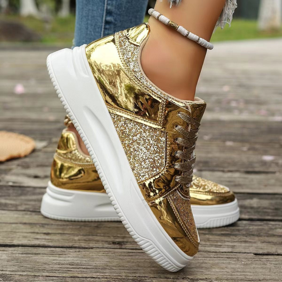 Women's Fashion Sequin Non-Slip Walking Sneakers.