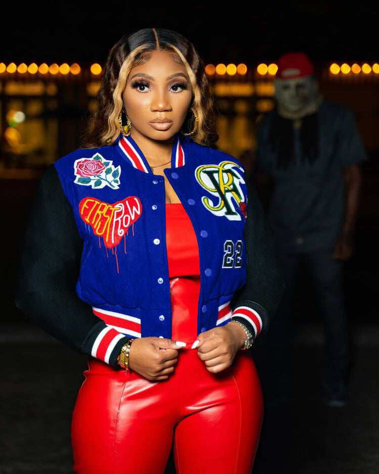 Women's Locomotive Printed Varsity Jacket.