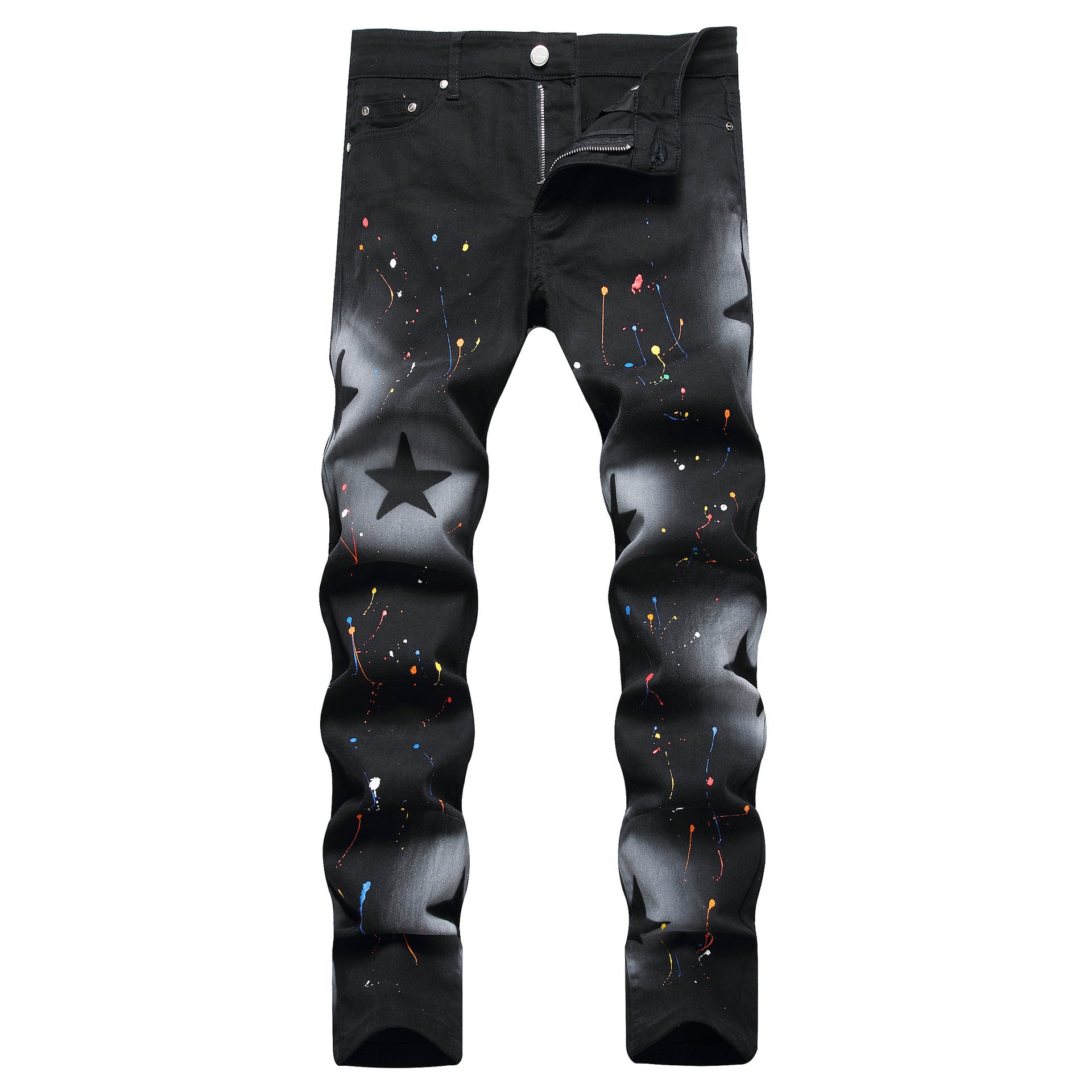 Men's Hand-Painted Fashion Straight Jeans.