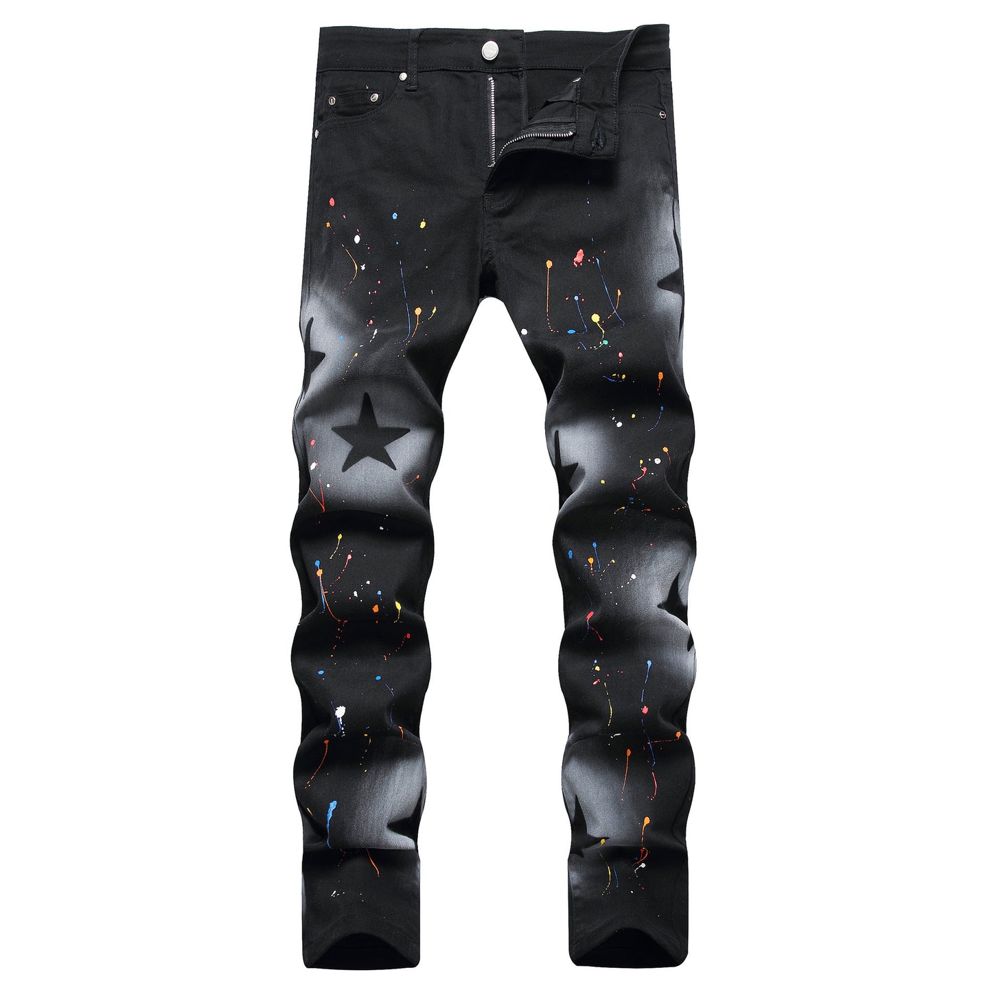 Men's Hand-Painted Fashion Straight Jeans.